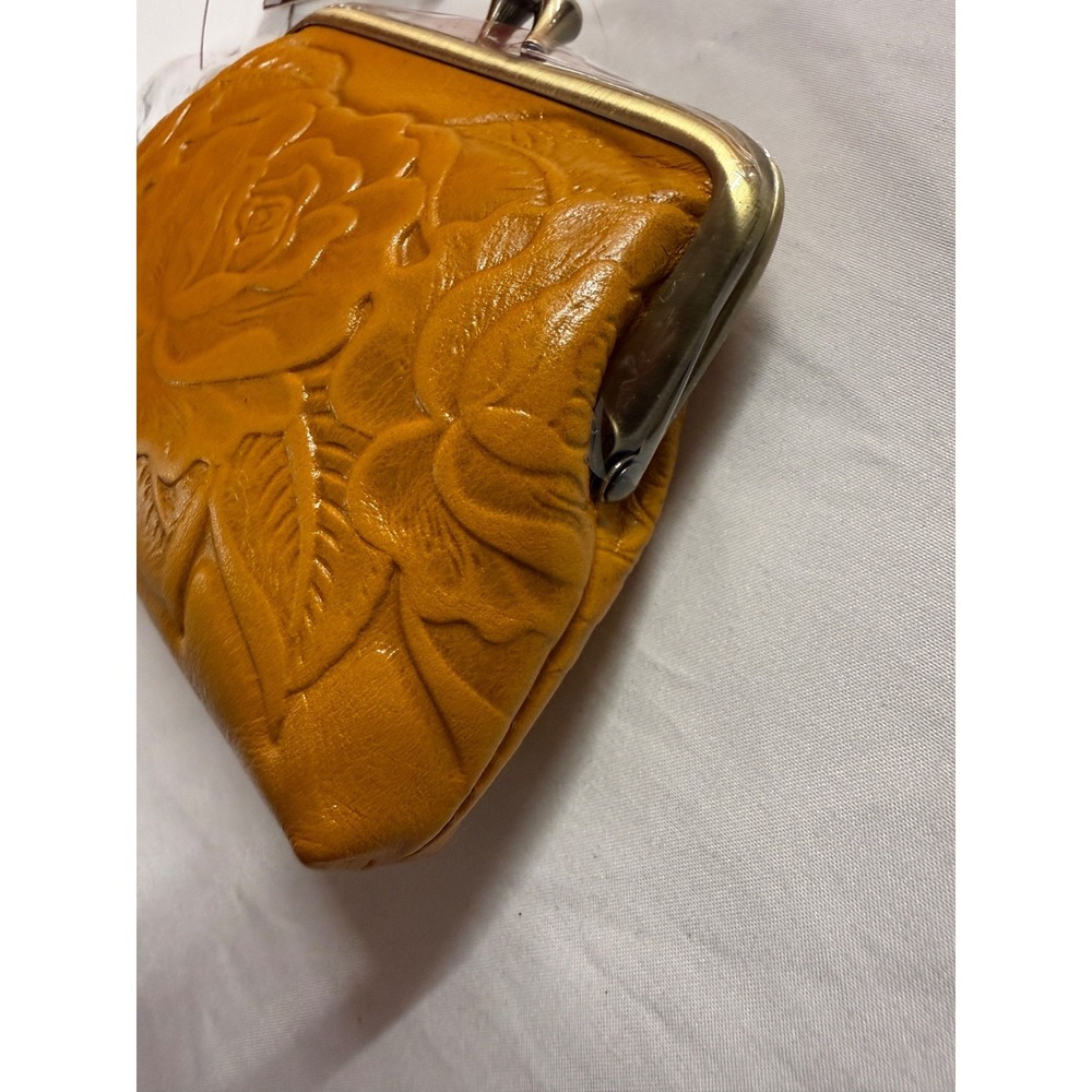 Patricia Nash NWT Borse Tooled Leather Coin Purse YELLOW GOLDENROD NWTS PRETTY! - Picture 5 of 5
